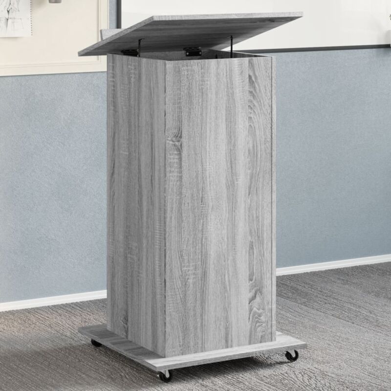 Vidaxl - Rednerpult Mit Rollen & Schublade Grau Sonoma 55x55x107 Cm