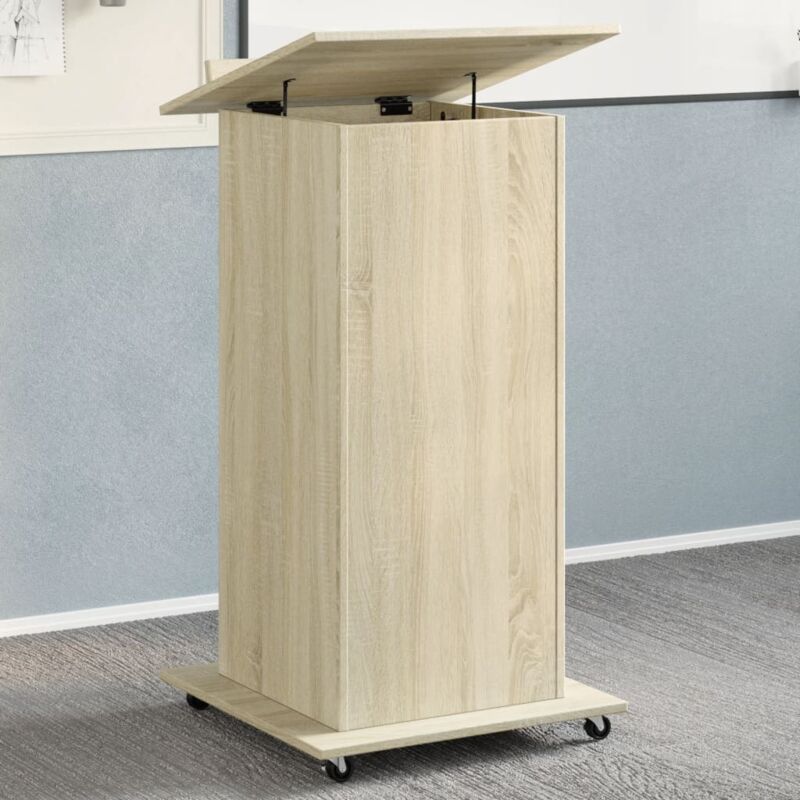 Vidaxl - Rednerpult Mit Rollen & Schublade Sonoma-eiche 55x55x107 Cm
