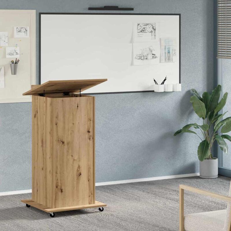 Rednerpult Mit Rädern Artisan Eiche Leimholz - Vidaxl
