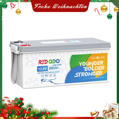 Redodo 12V 280Ah Lithium Batterie LiFePO4 Akku mit Low-Temp Schutz, Eingebautes 200A BMS, Max. 3584Wh Energie, Perfekt für Solaranlage, Wohnmobil, Camping, Boot, Haus Energiespeicher