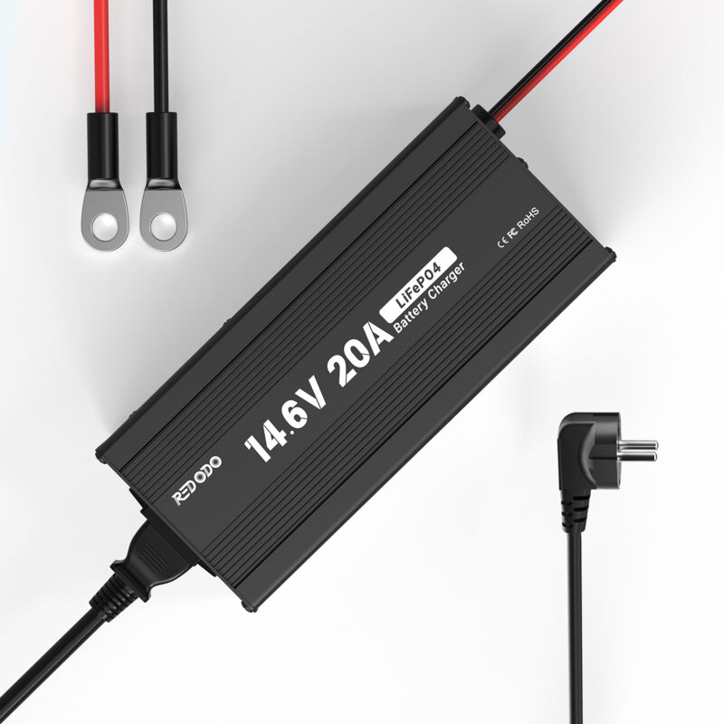 Redodo - Chargeur de batterie 14,6V 20A LiFePO4 pour batterie lithium-fer phosphate supporte une charge rapide, conçu pour charger la batterie