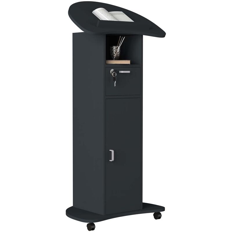 Ebuy24 - RedolaL étagère de bureau avec plateau de table, lutrin 1 porte 1 tiroir anthracite.