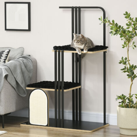 REDOM Arbre à chat 85x48x128cm design industriel panneau de particules stable noir