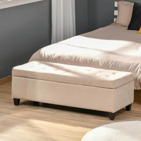 REDOM Banc coffre 125x49x41.5cm siège capitonné polyester capacité 120kg beige