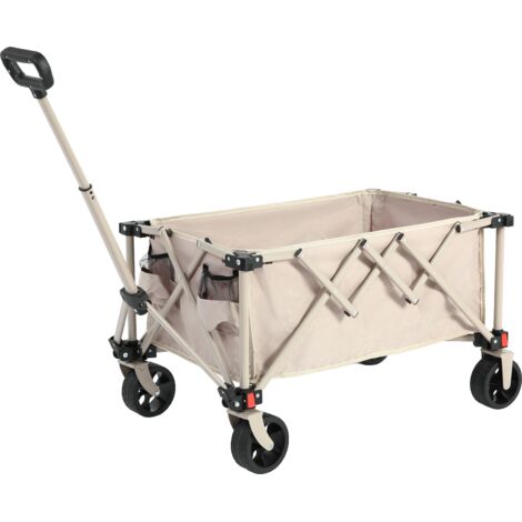 REDOM Carro plegable ruedas todoterreno diseño desmontable plegado rápido, asa con rebote automático acero ámbar beige