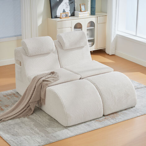 REDOM Divani letto moderno 160x66x90 cm, design unico, comodo ed ergonomico, schiuma a compressione elastica, beige, per soggiorno