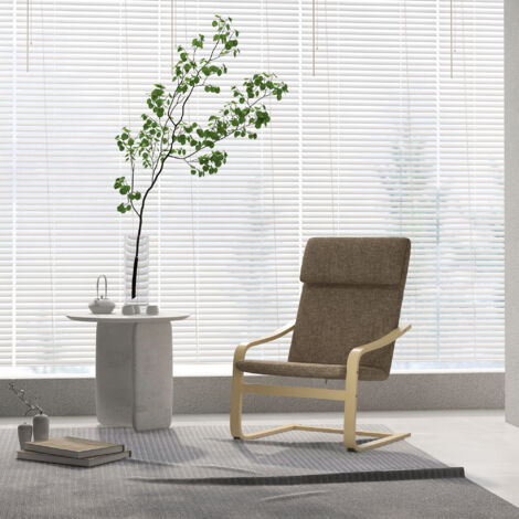 REDOM Fauteuil relax 69x65x98cm Housse effet lin Conftable Structure bois Marron