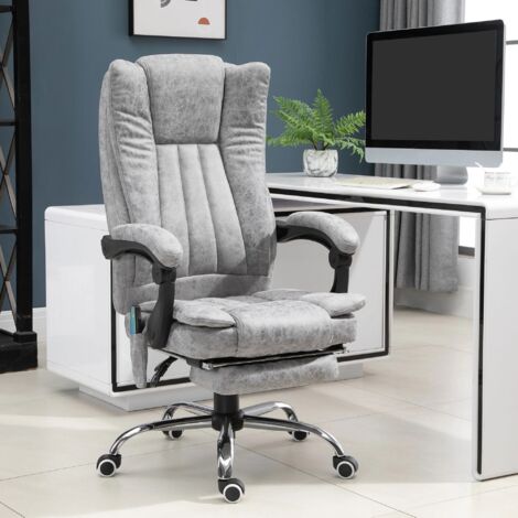 REDOM Fauteuil relax avec chauffage et massage repose-pieds coussin en tissu polyester gris
