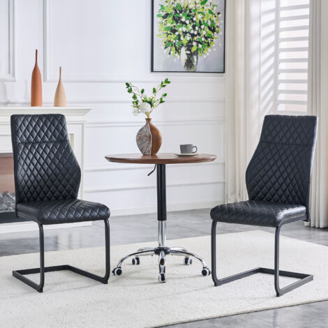 REDOM Lot de 2 chaises de salle à manger, dossier haut ergonomique, assise rembourrée 5 cm, métal et similicuir PU noir