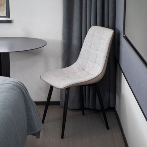 REDOM Lot de 2 chaises salle à manger rembourrées confort design lin similicuir métal gris