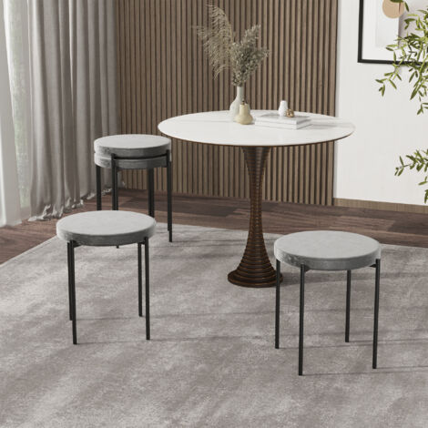 REDOM Lot de 4 chaises 41.5x41.5x46cm Assise rembourrée en velours Acier Gris foncé Empilable