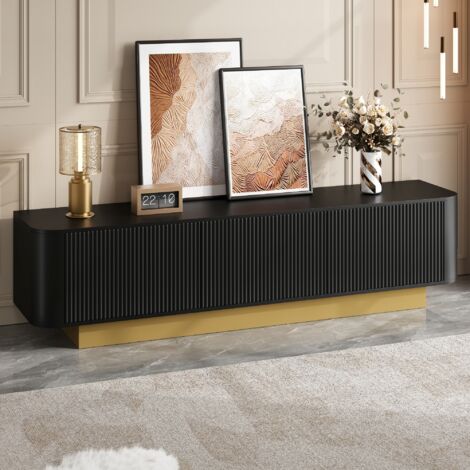 REDOM Mobile TV 170x40.5x47 cm 3 ante vano con ripiano regolabile, gestione cavi, MDF e pannello truciolare nero