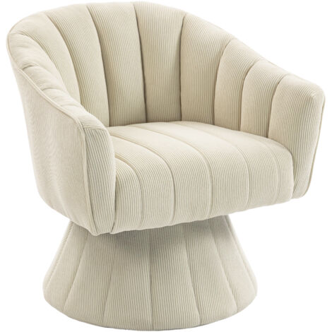 REDOM Poltrona relax 70x66x72cm, girevole e ergonomica, seduta e schienale imbottiti, base stabile, beige, per ufficio e casa
