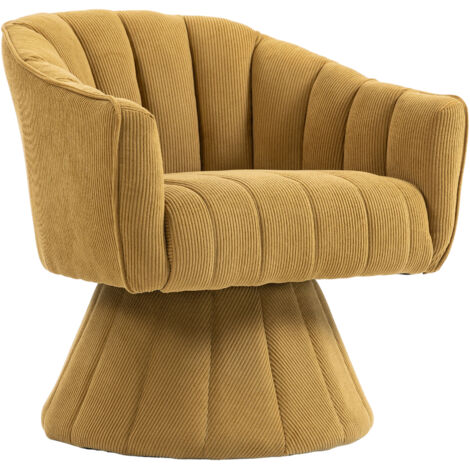 REDOM Poltrona relax 70x66x72cm, girevole e ergonomica, seduta e schienale imbottiti, base stabile, giallo, per ufficio e casa