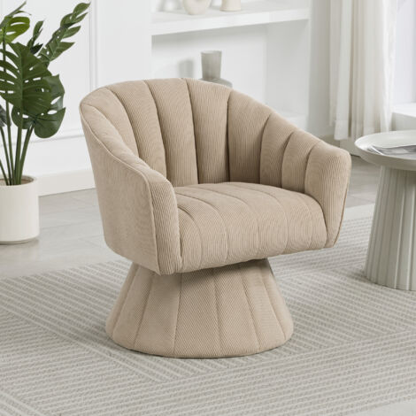 REDOM Poltrona relax 70x66x72cm, girevole e ergonomica, seduta e schienale imbottiti, base stabile, sabbia, per ufficio e casa
