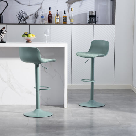 REDOM Sgabello da bar girevole a 360°, schienale ergonomico, altezza regolabile, struttura in metallo, seduta imbottita verde menta