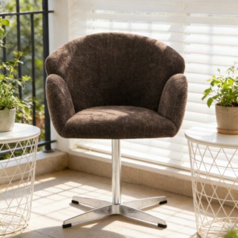 REDOM Silla de comedor giratoria, base de 360 grados, tejido marrón, estructura de metal