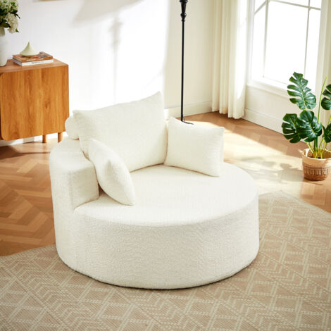 REDOM Sillón modular sin montaje, cojín de respaldo con cojín cilíndrico, tejido chenilla beige