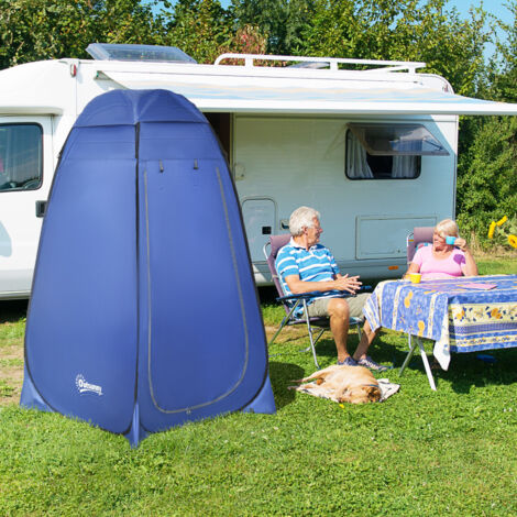 REDOM Tenda doccia pop up 120x120x190 cm, montaggio rapido, tasche integrate, poliestere blu