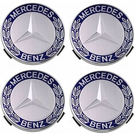 REDROAD Lot de 4 cache-moyeux compatibles avec Mercedes Benz 75 mm - Bleu