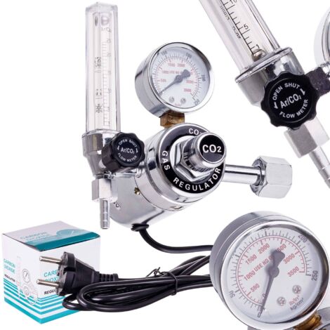 Réducteur de CO2 argon avec rotamètre, chauffage à gaz 230 V
