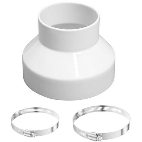 Réducteur de conduit, 150 mm à 100 mm, réducteur de ventilateur extracteur de ventilateur, connecteur de réduction de tuyau avec colliers de serrage en acier inoxydable (91-114 mm, 141-165 mm)