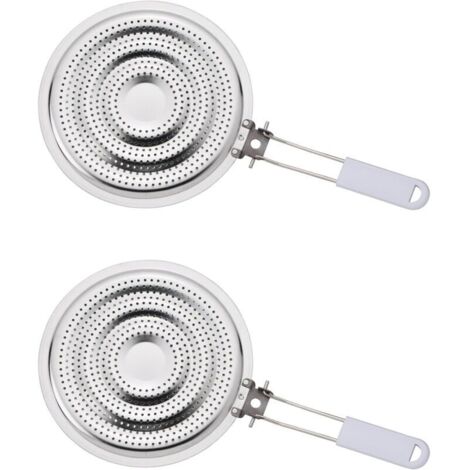 Réducteur de diffuseur de chaleur de cuisine, pare-flamme avec poignée amovible, acier inoxydable, lot de 2