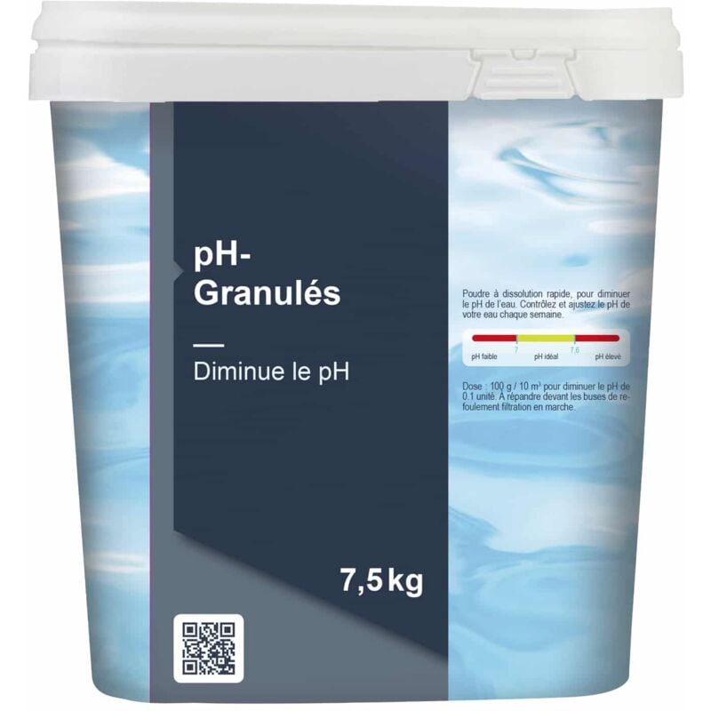 EDG - Ph Moins Piscine - Méga Seau 7,5 kg - Baisse Le Ph - Granulés - Ph- - Equilibre L'Eau - Gamme Traitement Piscine Essentiel