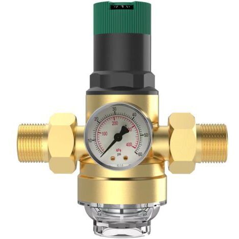 Réducteur de pression d'eau 3/4" DN20 avec manomètre et filtre à tamis en laiton, régulateur de pression, soupape de surpression, réducteur de pression d'eau réglable