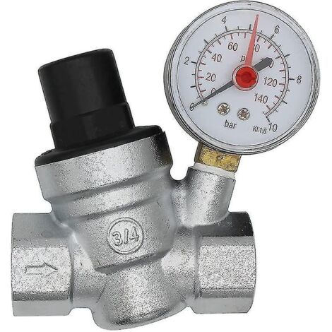 Réducteur de pression d'eau DN20, régulateur de pression d'eau 3/4 pouce avec manomètre