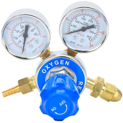 Réducteur de Pression d'oxygène en Laiton Double Voie régulateur de Pression de soudage oxycoupage Débitmètre La réduction Outils Guage