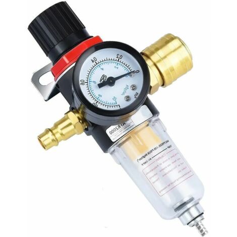 Réducteur de pression pneumatique avec filtre et séparateur d’eau – Régulateur 1/4" BPS pour outils pneumatiques