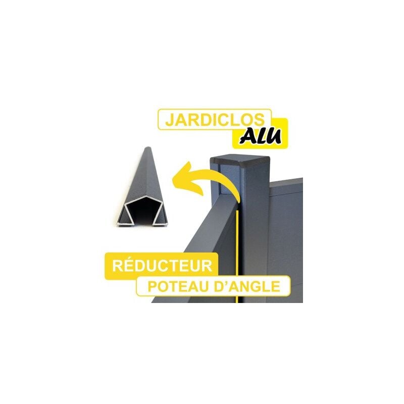 Cloture&jardin - Réducteur jardiclos - Poteau d'Angle Aluminium Gris Anthracite - 1,80 mètre - Gris Anthracite (ral 7016)