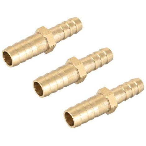 Réducteur raccord barbelé droit en laiton Connecteur Coupleur Adaptateur Cannelé pour ID tuyau 10mm à 8mm 3Pcs