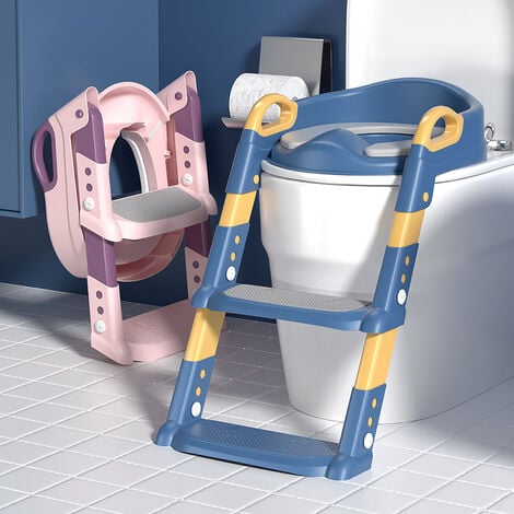 Siège de toilette enfant, Avec escaliers, Antidérapant, Réglable, Pliable, Lala, Gris et blanc