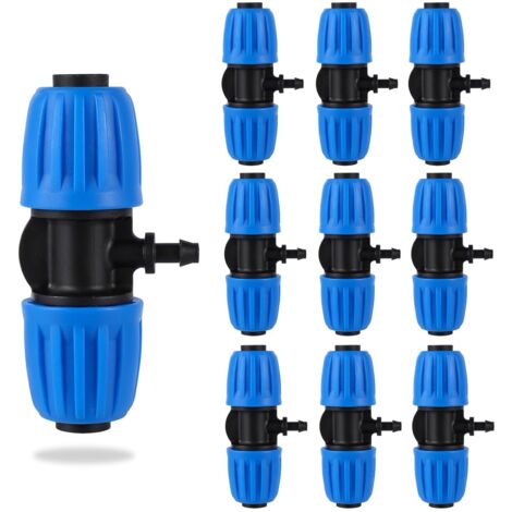 Réducteur Tuyau Irrigation 1/2 à 1/4 Pouces - 10 Pièces - Plastique Résistant - Connecteur Goutte-à-Goutte - Jardin Ferme Serre - Bleu