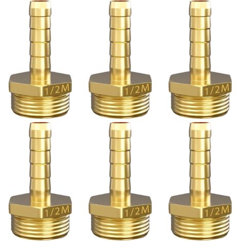 Réducteurs 1/4 à 3/8 Pouce en Laiton, Rallonge de Réduction avec Hexagone, Filetage Extérieur x Intérieur, pour la Conversion Tuyauterie(Lot 4) Ag X Barb 1/2" 3/8"