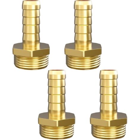 Réducteurs 1/4 à 3/8 Pouce en Laiton, Rallonge de Réduction avec Hexagone, Filetage Extérieur x Intérieur, pour la Conversion Tuyauterie(Lot 4) Ag X Barb 1/2"