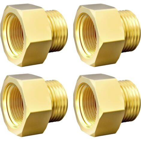 Réducteurs 1/4 à 3/8 Pouce en Laiton, Rallonge de Réduction avec Hexagone, Filetage Extérieur x Intérieur, pour la Conversion Tuyauterie(Lot 4) Agxig 1/4" 3/8"