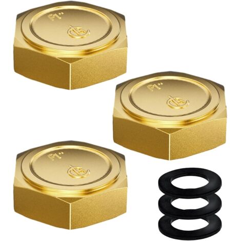 Réducteurs 1/4 à 3/8 Pouce en Laiton, Rallonge de Réduction avec Hexagone, Filetage Extérieur x Intérieur, pour la Conversion Tuyauterie(Lot 4) Capuchon Hexagonal Ig 1"