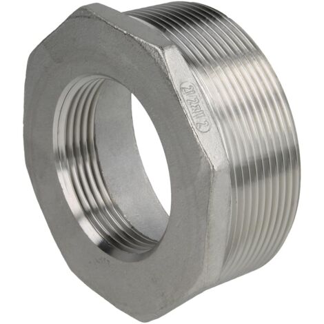Réduction inox à visser en M2 1/2 x F1 1/2