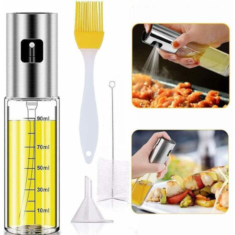 Réduction, Pulvérisateur d'huile d'olive brumisateur pour la cuisson, distributeur de bouteille d'huile de pulvérisation de verre en acier inoxydable de type presse pour friteuse à air de cuisine barb