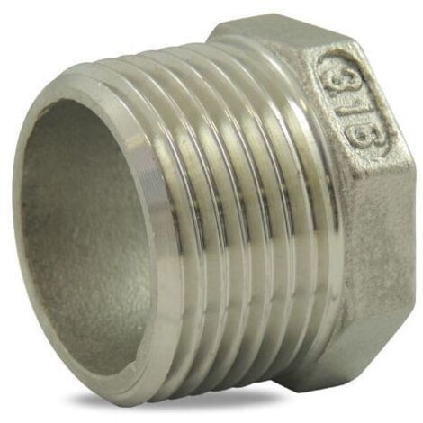 Réduction simple Male / Femelle en inox 316 Ø A: 1''1/2  Ø B: 3/4''