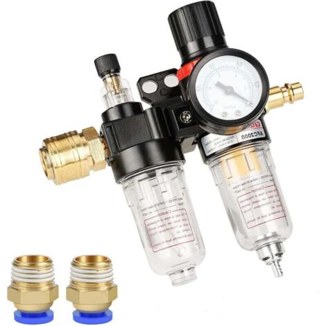 Reductor de presión de aire para compresor KZQ de 1/4 de pulgada, reductor de presión de 1/4 de pulgada con manómetro, filtro regulador de compresor