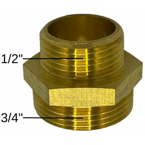 Reduziernippel Messing 1/2" 3/4" beidseitig flachdichtend Heizung Solar
