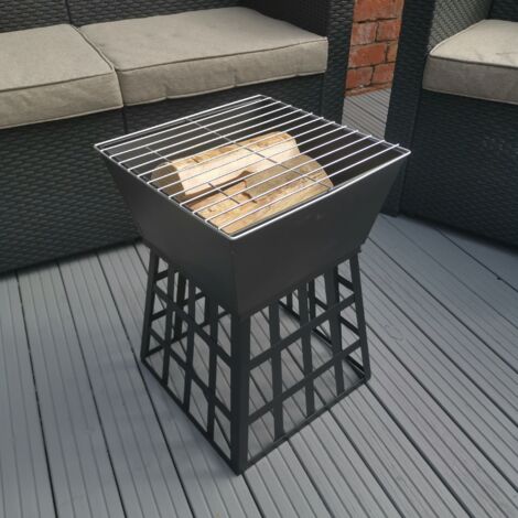 Redwood 33cm x 33cm Outdoor Garden Square Fire Pit / Heater / BBQ