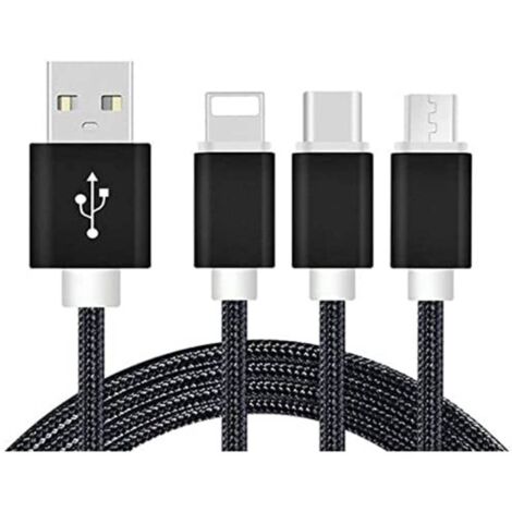 REEKIN Câble de charge USB USB-A mâle, USB-C® mâle, USB-Micro-B mâle, Connecteur Lightning 1.20 m noir 4260272282320 S562132