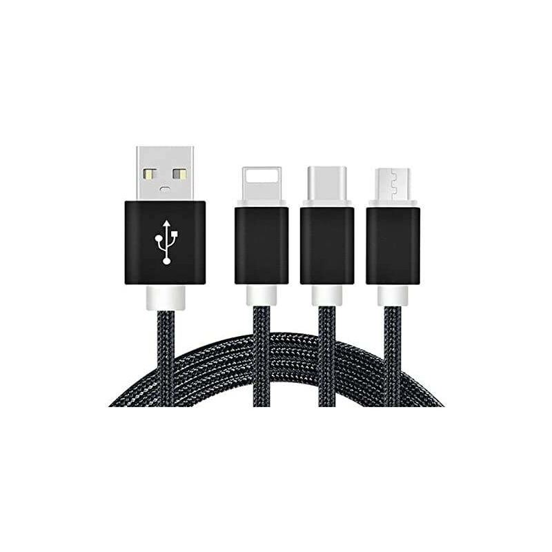 Câble de charge usb usb-a mâle, usb-c® mâle, USB-Micro-B mâle, Connecteur Lightning 1.20 m gris 22656955 C065972 - Reekin