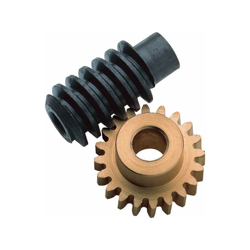 Brass Gear and Steel Worm Drive Set 1:20 (5mm and 4mm bores) - Reely