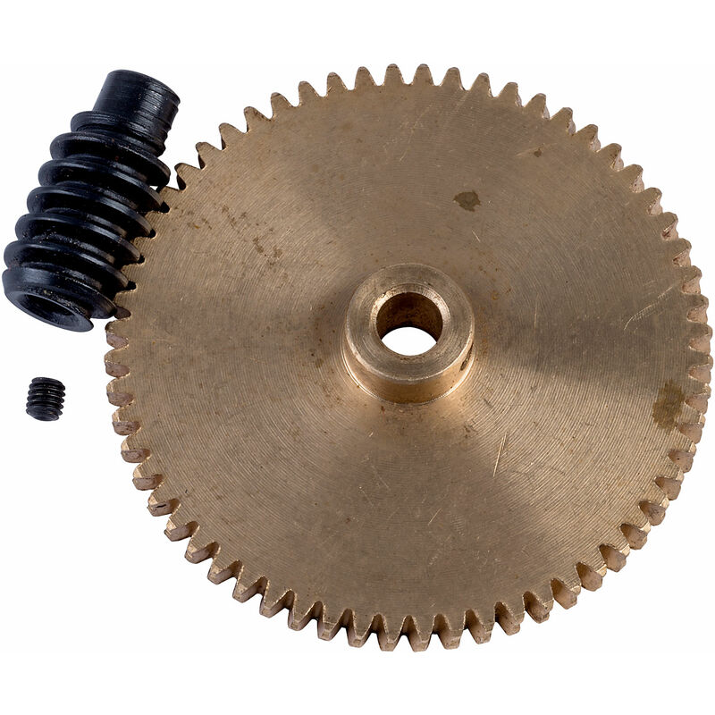Brass Gear and Steel Worm Drive Set 1:60 (5mm and 4mm bores) - Reely